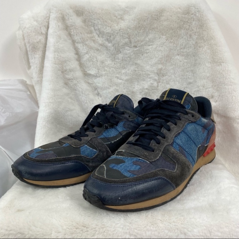 Valentino Rockrunner Denim (Blue) Camo-Print Trainer Sneaker